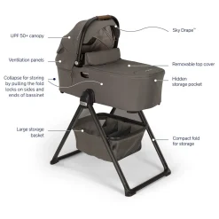 Nuna DEMI Next Bassinet + Stand - Granite