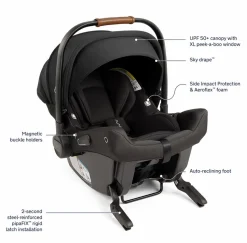 Nuna DEMI Next Double Stroller with Rider Board + PIPA urbn Travel System Bundle - Caviar