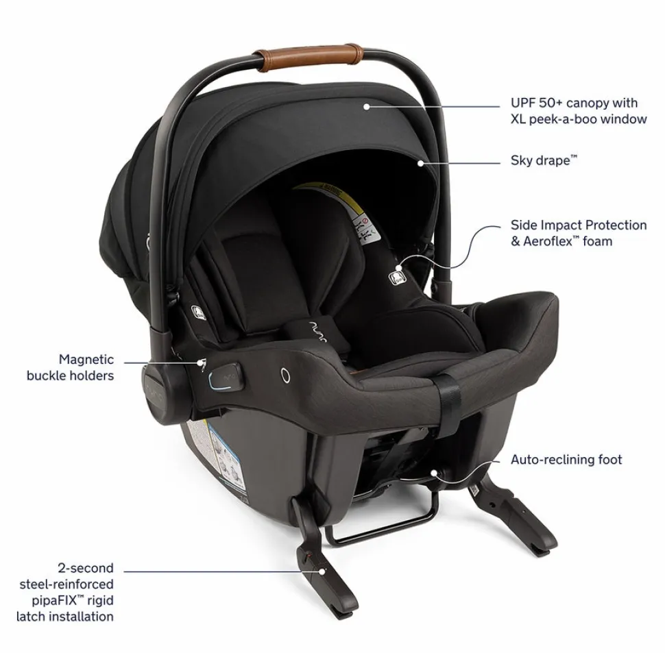 Nuna DEMI Next Stroller with Rider Board + PIPA urbn Travel System - Caviar