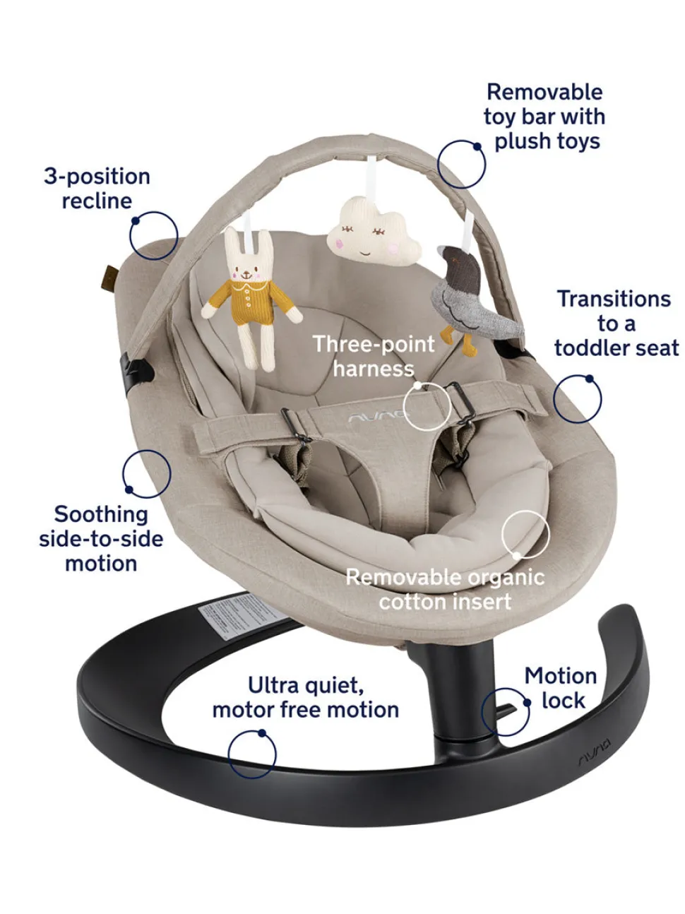Nuna Leaf Grow Baby Seat & Rocker - Hazelwood
