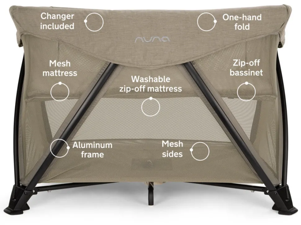 Nuna SENA Aire Playard with Zip-Off Bassinet - Hazelwood