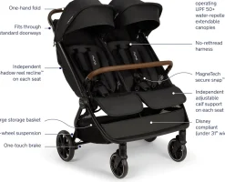 Nuna TRVL dubl Lightweight Side by Side Double Stroller - Caviar