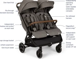 Nuna TRVL dubl Lightweight Side by Side Double Stroller - Granite