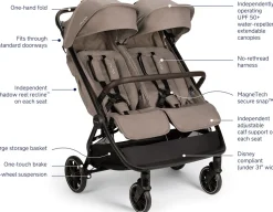 Nuna TRVL dubl Lightweight Side by Side Double Stroller - Cedar