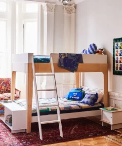 Oeuf Perch Bunk Bed - Twin Size - White/Birch