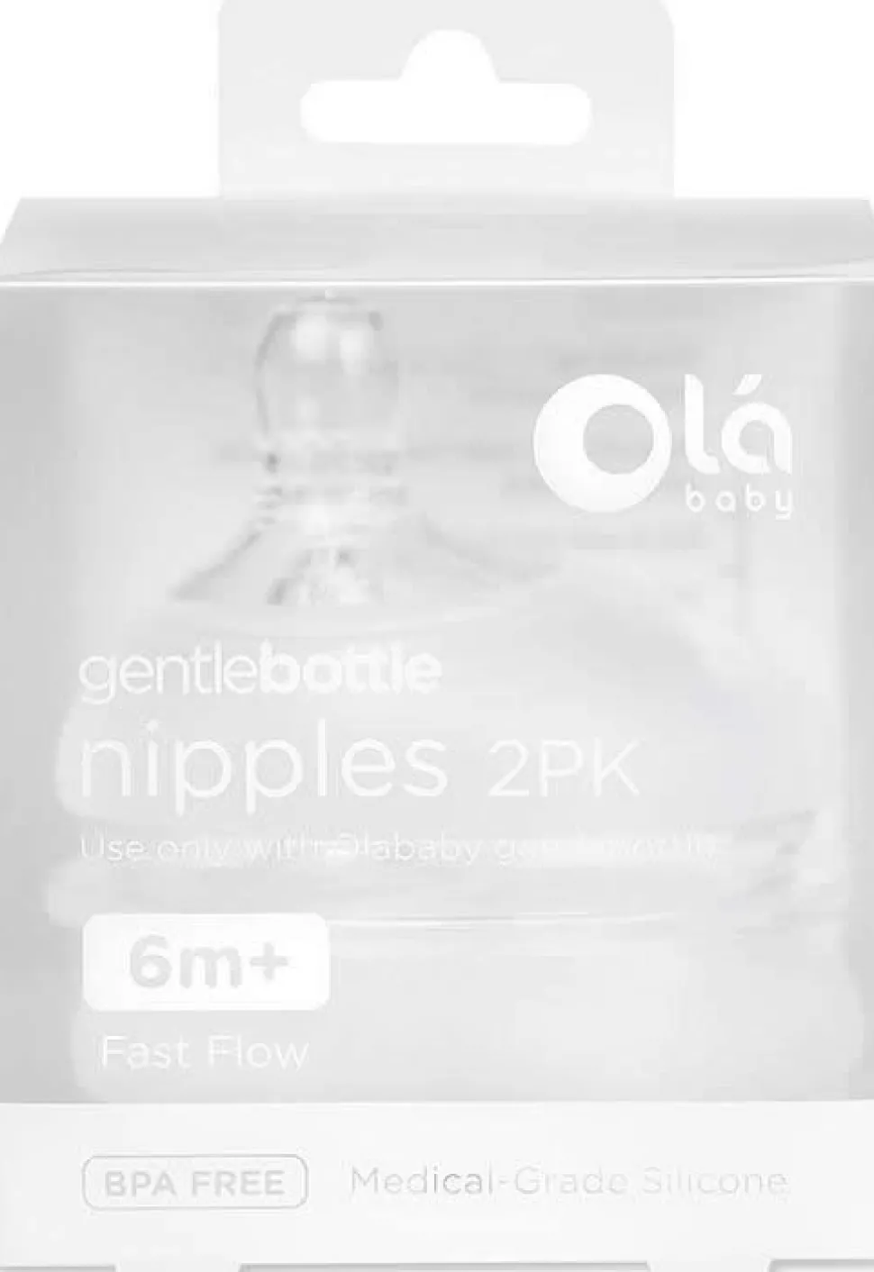 Olababy Gentle Bottle Fast Flow Nipples 6M+ - 2 Pack