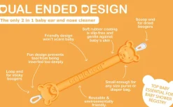 Oogiebear Infant Nose & Ear Cleaner Two Pack - Orange/Sea Foam with Case