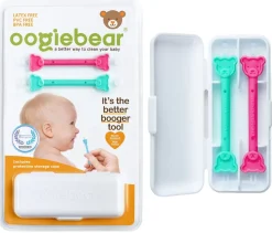 Oogiebear Infant Nose & Ear Cleaner Two Pack - Raspberry/Sea Foam with Case