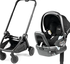 Peg Perego City Loop Chassis + Primo Viaggio Lounge Infant Car Seat Bundle - Black / True Black