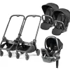 Peg Perego City Loop Double Stroller + Primo Viaggio Lounge Travel System Bundle - Black / True Black / True Black