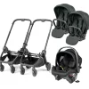 Peg Perego City Loop Double Stroller + Primo Viaggio Urban Mobility Travel System Bundle - Black / Metal / True Black