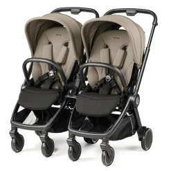 Peg Perego City Loop Double Stroller + Primo Viaggio Urban Mobility Travel System Bundle - Black / Metal / True Black