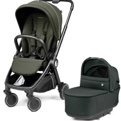 Peg Perego City Loop Stroller + Pop Up Bassinet With Stand Bundle - Black / Metal / Metal