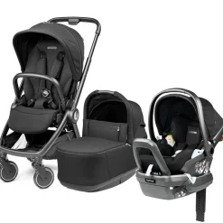 Peg Perego City Loop Stroller + Bassinet + Primo Viaggio Lounge Travel System Bundle - Black / True Black / True Black