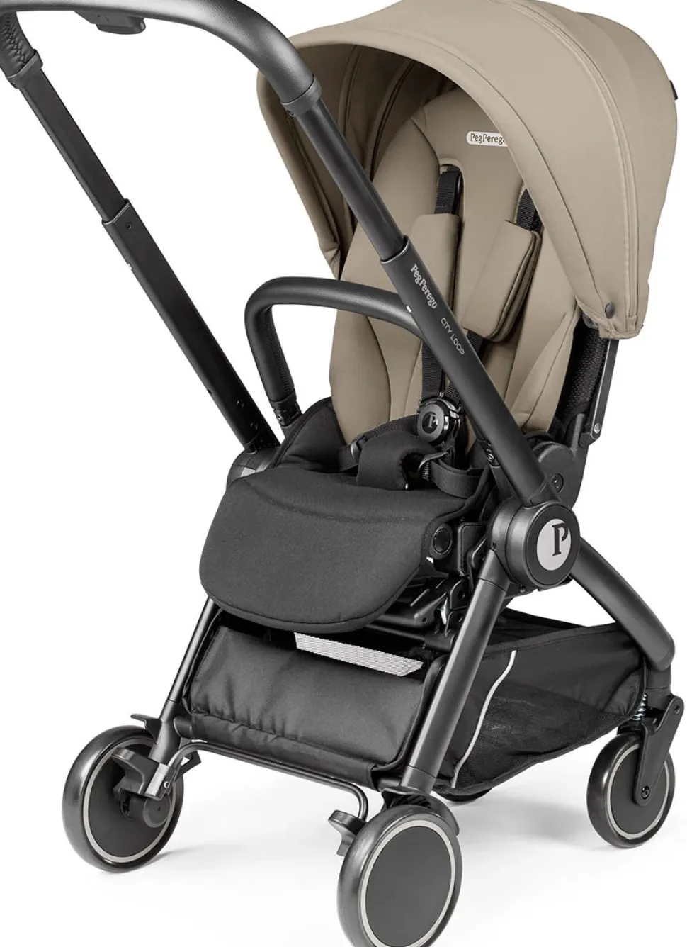 Peg Perego City Loop Stroller + Bassinet + Primo Viaggio Lounge Travel System Bundle - Black / True Black / True Black