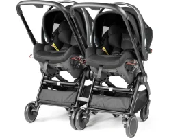 Peg Perego City Loop Twin Stroller + Primo Viaggio Lounge Travel System Bundle - Black / Vanilla Blend / Vanilla Blend