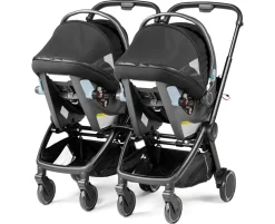 Peg Perego City Loop Twin Stroller + Primo Viaggio Lounge Travel System Bundle - Black / Vanilla Blend / Vanilla Blend