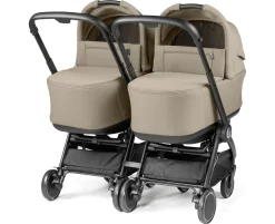 Peg Perego City Loop Twin Stroller + Pop Up Bassinet With Stand Bundle - Black / True Black / True Black