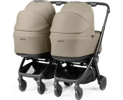 Peg Perego City Loop Twin Stroller + Pop Up Bassinet With Stand Bundle - Black / True Black / True Black