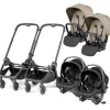 Peg Perego City Loop Twin Stroller + Primo Viaggio Urban Mobility Travel System Bundle - Black / Vanilla Blend / True Black