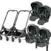 Peg Perego City Loop Twin Stroller + Primo Viaggio Lounge Travel System Bundle - Black / Metal / Metal
