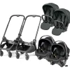 Peg Perego City Loop Twin Stroller + Primo Viaggio Urban Mobility Travel System Bundle - Black / Metal / True Black