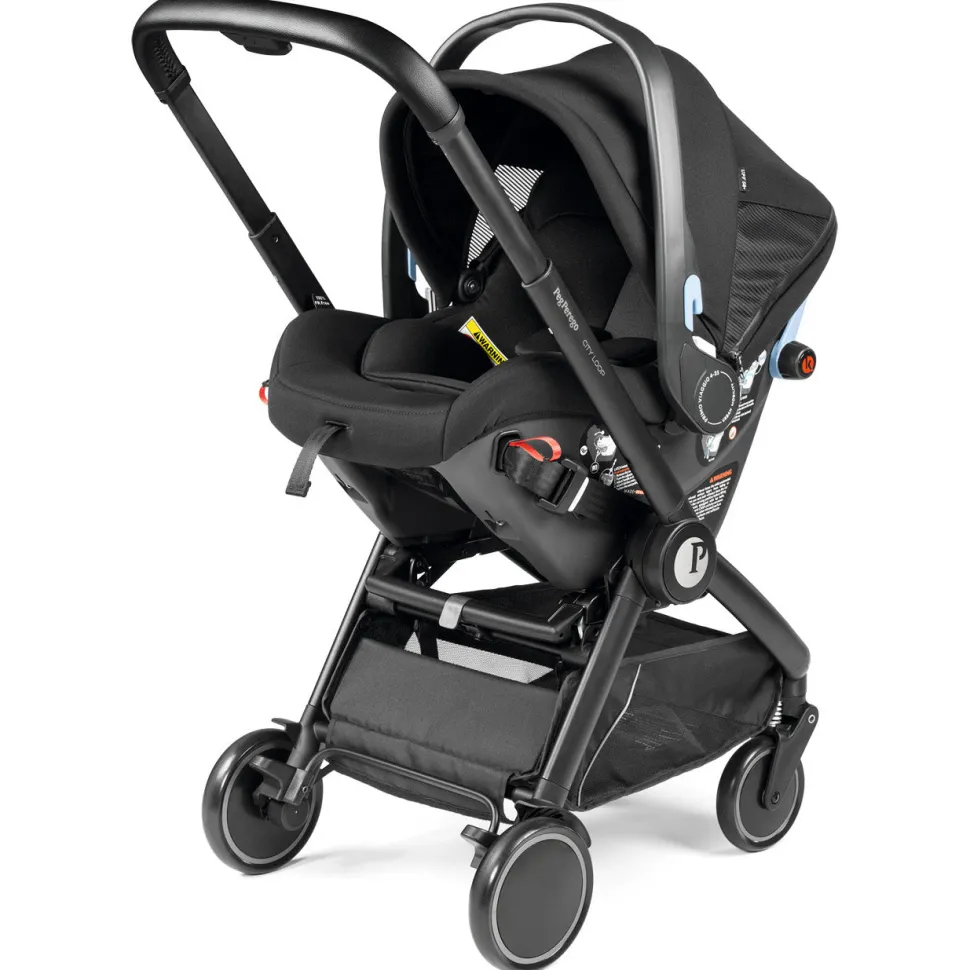 Peg Perego City Loop Twin Stroller + Primo Viaggio Urban Mobility Travel System Bundle - Black / Metal / True Black