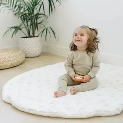 Poppyseed Play Extra Padded Round Play Mat - Neutral Lines