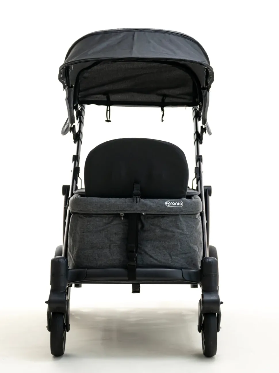 Pronto One (2 Seater) Stroller Wagon - Black Frame / Dark Grey