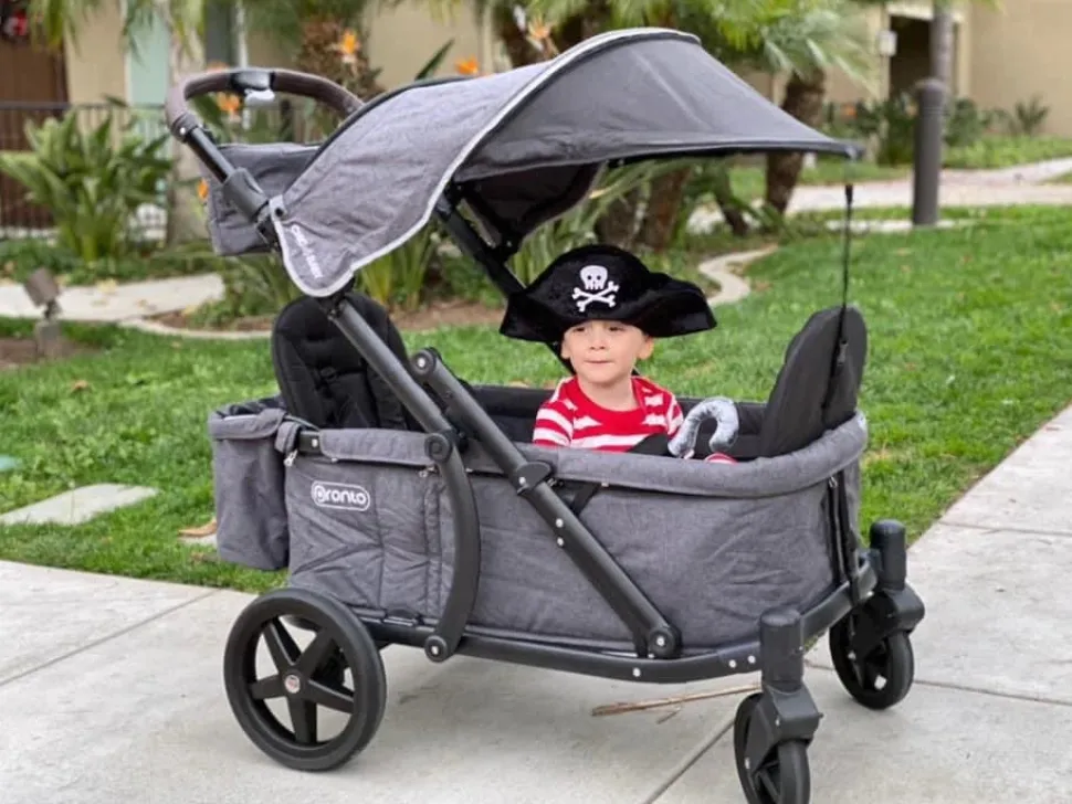 Pronto One (2 Seater) Stroller Wagon - Black Frame / Dark Grey