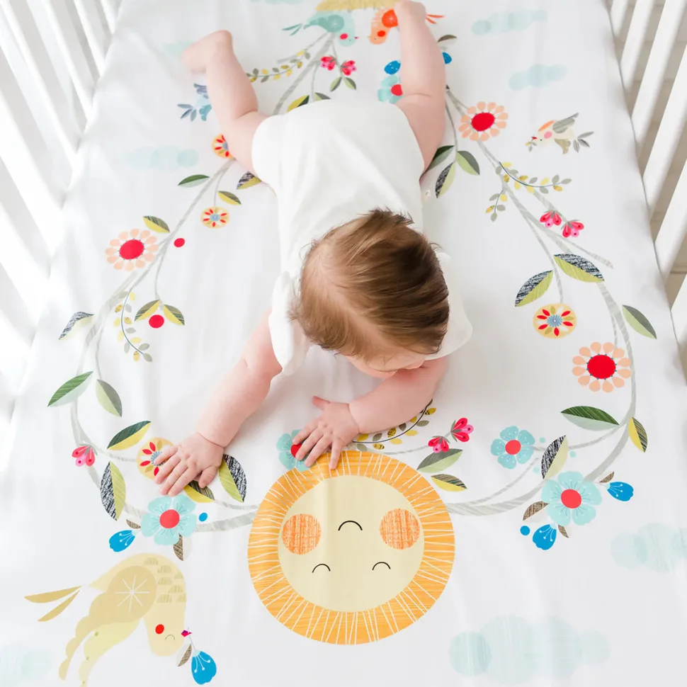 Rookie Humans Cotton Sateen Crib Sheet - Love Blooms