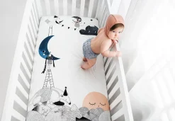 Rookie Humans Cotton Sateen Crib Sheet - The Moon's Birthday
