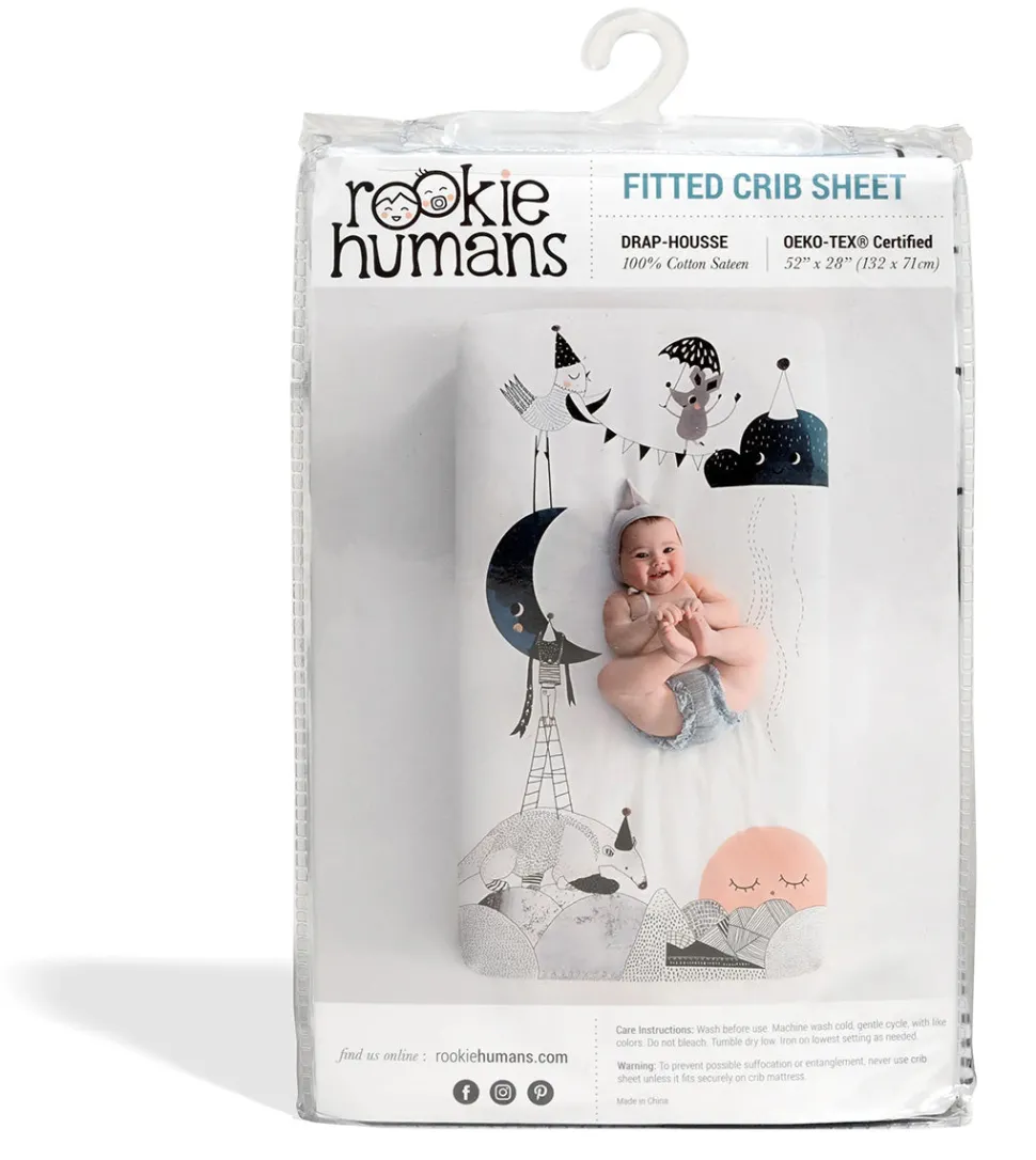 Rookie Humans Cotton Sateen Crib Sheet - The Moon's Birthday