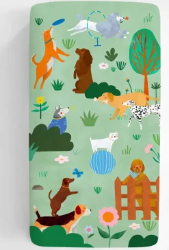 Rookie Humans Cotton Sateen Crib Sheet - At the Dog Park