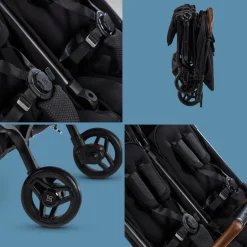 Silver Cross Jet Lightweight Double Stroller + Travel Bag Bundle - Black