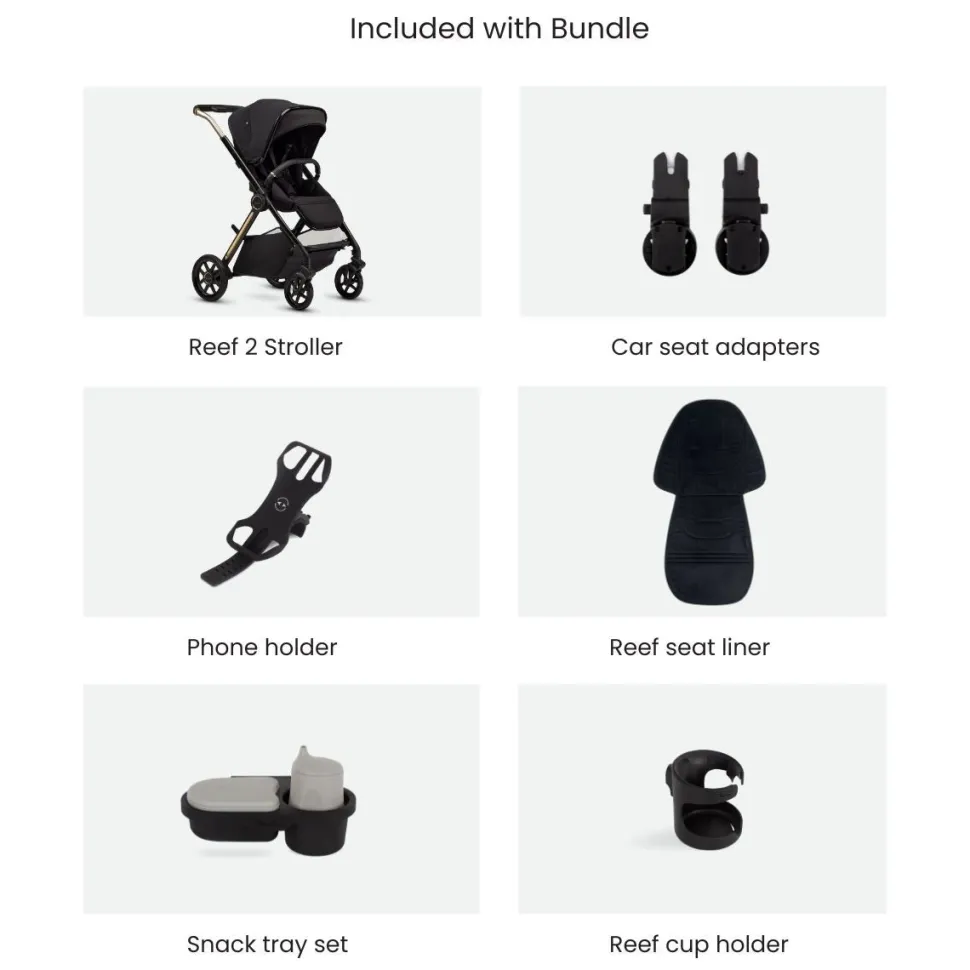 Silver Cross Reef 2 Stroller 2025 + Accessory + Bassinet Bundle - Espresso (Special Edition)