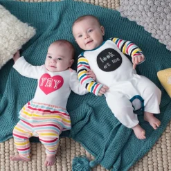Skip Hop Baby Says Long Sleeve Romper, Look at Me - Stripes (6 Months)