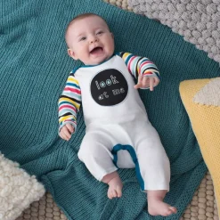 Skip Hop Baby Says Long Sleeve Romper, Look at Me - Stripes (3 Months)