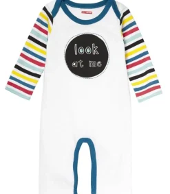 Skip Hop Baby Says Long Sleeve Romper, Look at Me - Stripes (9 Months)