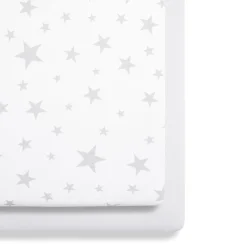 Snuz SnuzPod Crib Fitted Sheets, 2 Pack - Grey Star