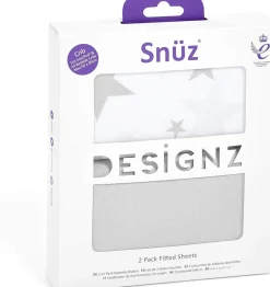 Snuz SnuzPod Crib Fitted Sheets, 2 Pack - Grey Star