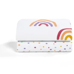 Snuz SnuzPod Crib Fitted Sheets, 2 Pack - Multi Rainbow