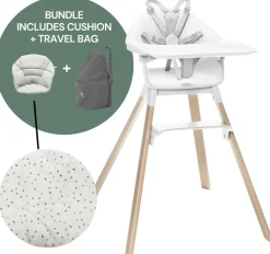 Stokke Clikk High Chair Cushion & Travel Bag Bundle - White / Grey Sprinkle