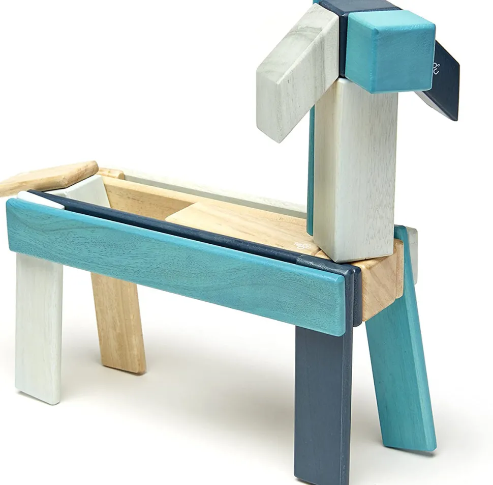 Tegu 24 Piece Magnetic Wooden Block Set - Blues
