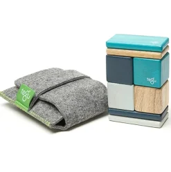 Tegu Pocket Pouch 8 Piece Magnetic Blocks - Blues