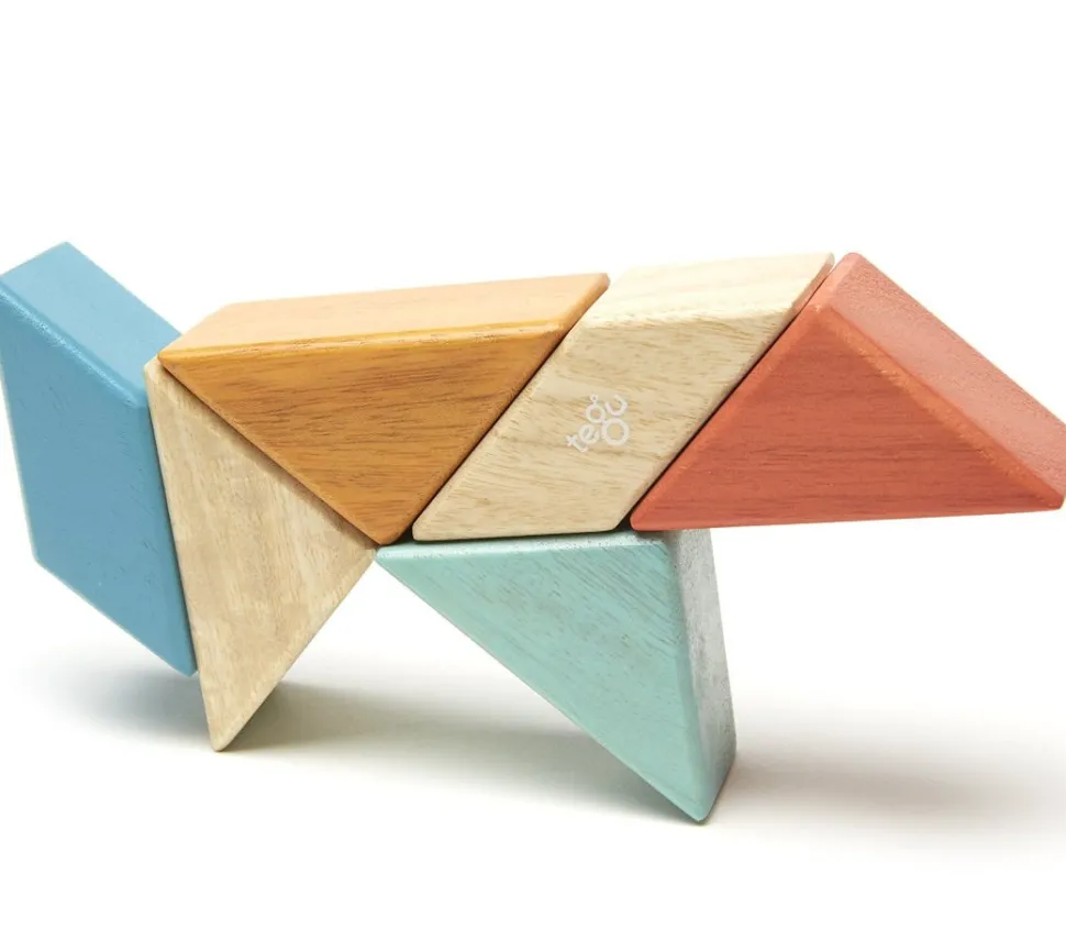 Tegu Pocket Pouch Prism 6 Piece Magnetic Blocks - Sunset