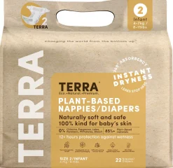 TERRA Plant-Based Diapers - Size 2/Infant (22 Pack)