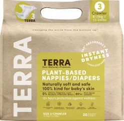 TERRA Plant-Based Diapers - Size 3/Crawler (20 Pack)