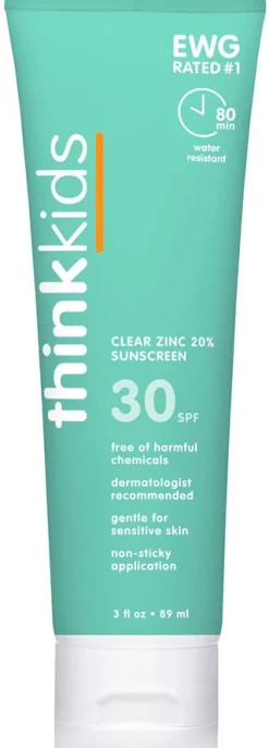 Thinksport Kids Clear Zinc Sunscreen SPF 30, 3oz