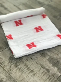 Three Little Anchors College Swaddle Blanket - Nebraska Cornhuskers